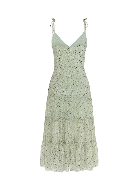 Green sundress with floral print, 2 Green sundress with floral print, 2