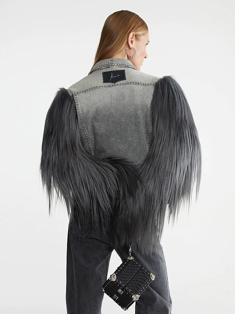 Grey Denim & Yak Fur Jacket, 5