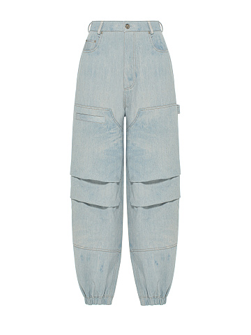 Light Blue Washed Denim Joggers, 1