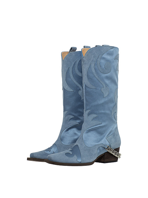 Blue Cossacks Made Of Satin And Suede With Chain, 1
