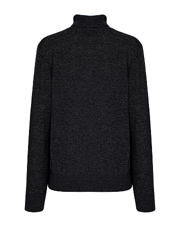 Men's Dark Grey Cashmere Turtleneck Sweater, 2