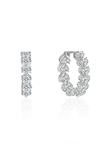 White gold hoops with heart-cut diamonds, 1