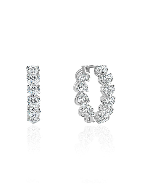 White gold hoops with heart-cut diamonds, 1