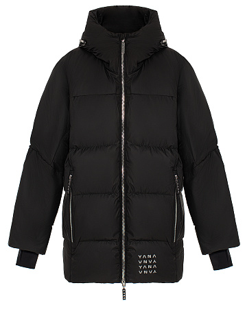 Black Unisex Hooded Puffer Jacket, 2