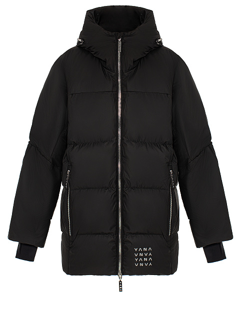 Black Unisex Hooded Puffer Jacket, 2