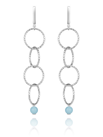 Silver & Turquoise Bead Earrings, 1
