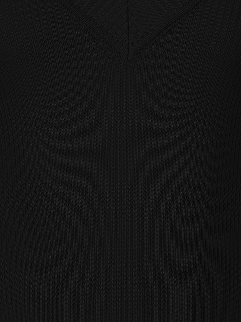 Black Ribbed Cotton V-Neck Bodysuit, 3 Black Ribbed Cotton V-Neck Bodysuit, 3