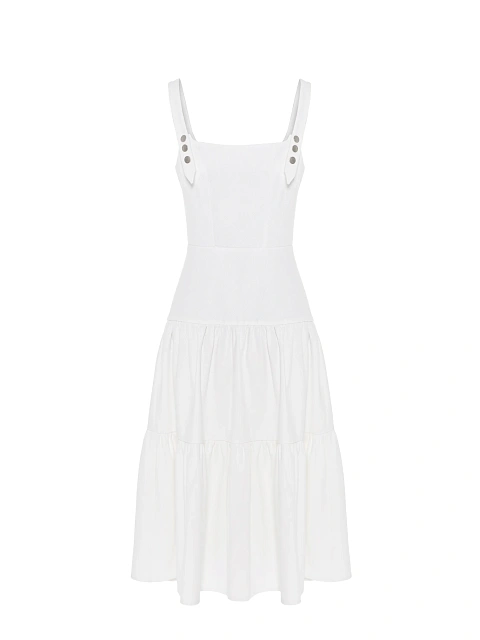 White denim midi dress, 2 White denim midi dress, 2