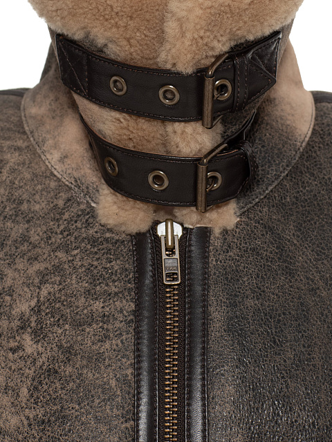 Brown shearling coat made of sheepskin, 3