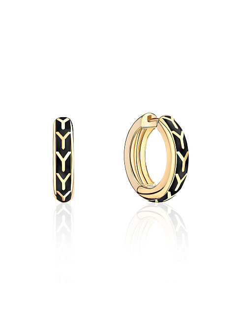 Small hoops in yellow gold with Black Color enamel, 1