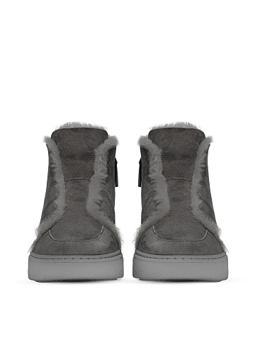 Grey Suede & Fur Lined Ankle Boots, 2