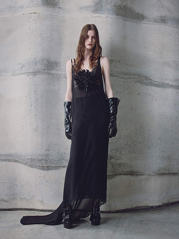 Black chiffon slip dress, 2