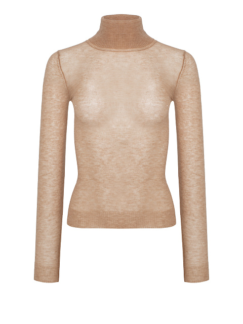 Beige Sheer Merino Wool Turtleneck, 1 Beige Sheer Merino Wool Turtleneck, 1