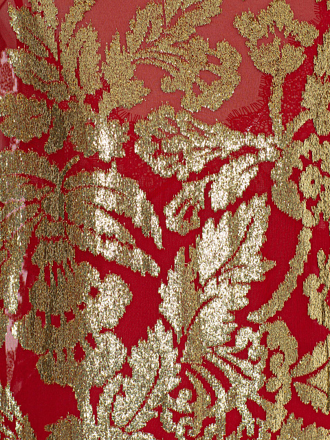 Red velvet devoré midi dress, 4