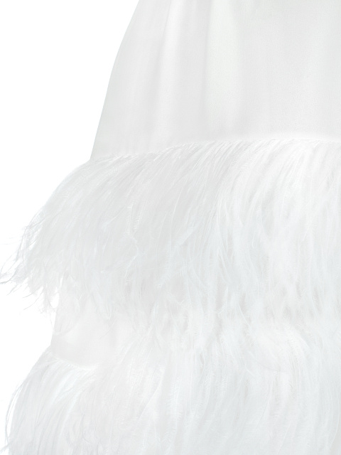White Feathers Trimmed Bridal Dress , 4 White Feathers Trimmed Bridal Dress , 4