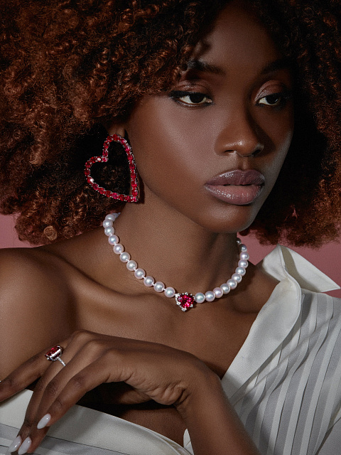 White Gold, Akoya Pearls & Heart-cut Tourmaline Necklace, 3