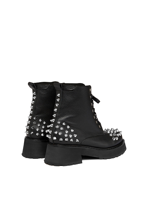 Monochrome Black Leather Studded Boots, 3