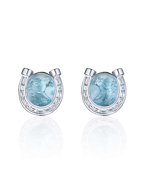 White Gold Aquamarine & Diamonds Cufflinks, 2