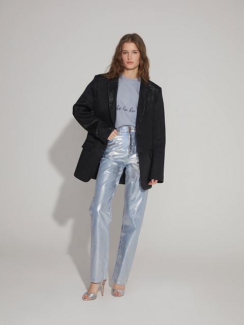 Black single-breasted jacket with lurex, 7 Black single-breasted jacket with lurex, 7