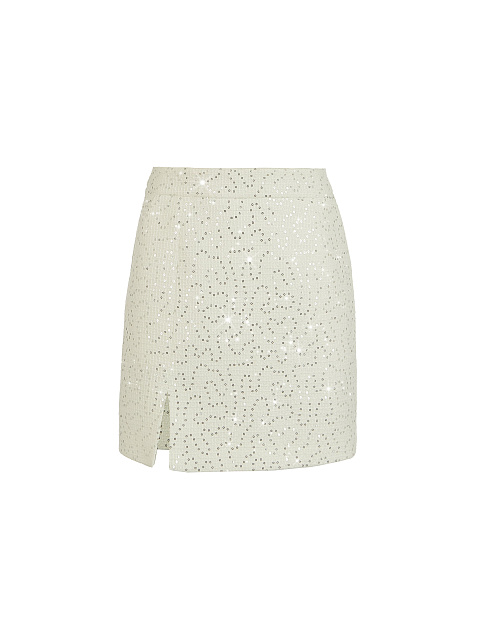 White Tweed & Rhinestone Top & Mini Skirt, 3