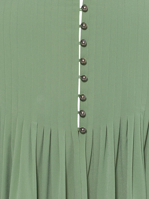 Green crepe silk suit, tunic trimmed with embroidery, joggers with elastic waistband, 6 Green crepe silk suit, tunic trimmed with embroidery, joggers with elastic waistband, 6