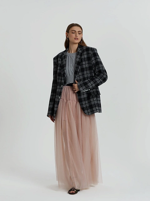 Black oversized blazer in white check, 5 Black oversized blazer in white check, 5