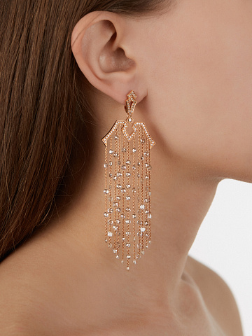 Brown Rose Cut Diamond, Brown Round Diamond & Rose Gold Earrings, 2