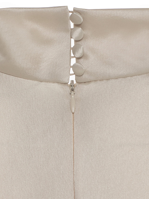 Milky Silk Dress With Mink Fur Cuffs, 5