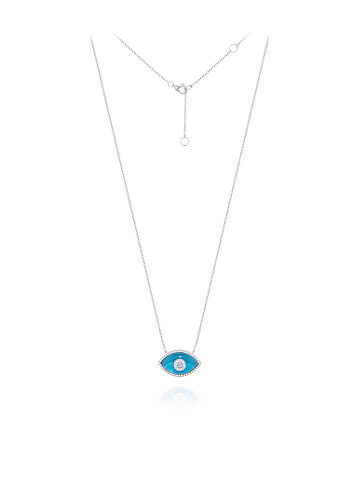 White gold necklace with pendant with diamonds and quartz, 1