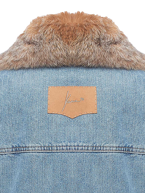 Bobcat Fur Blue Denim Jacket, 4