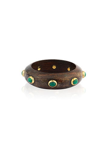Wooden bracelet with malachite, 1