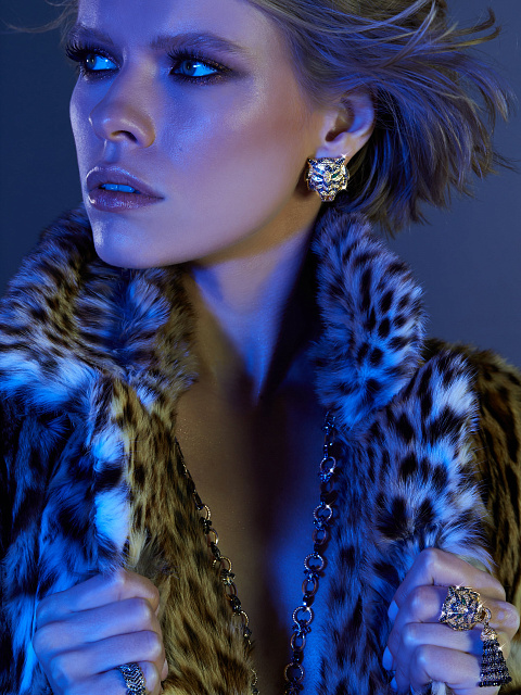 Gold, Emeralds & Diamonds Tiger Studs, 8