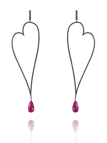 Black Gold Tourmaline & Diamond Earrings, 1