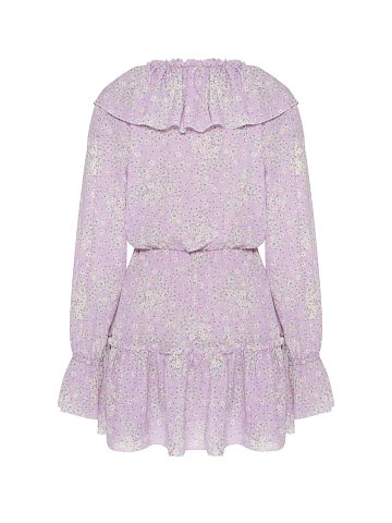 Lilac mini dress with floral print and ruffles, 2