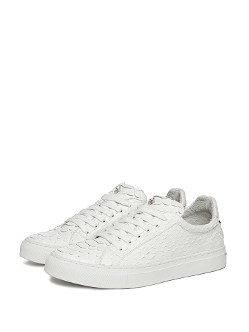 White Python Leather Sneakers, 1