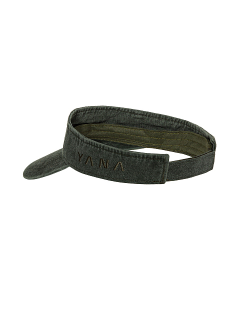 Green Embroidered Denim Visor, 3