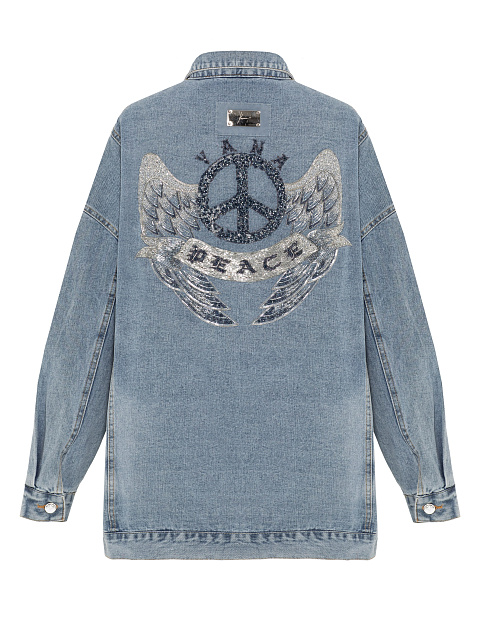 Blue Denim Jacket With Embroidery On The Back, 1