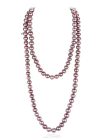 Dark lavender pearl necklace, 1