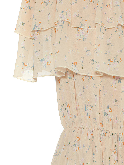 Peach Flower Printed Off Shoulder Dress, 3 Peach Flower Printed Off Shoulder Dress, 3