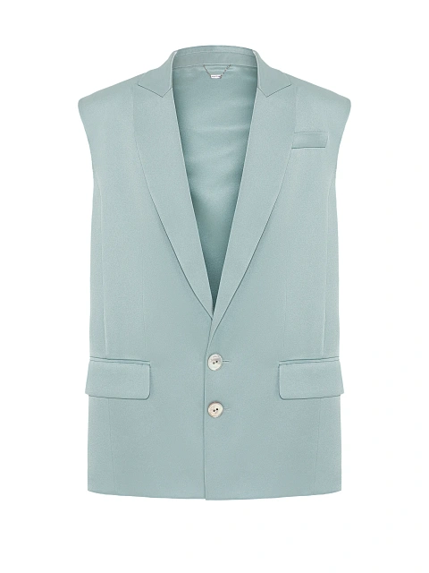 Light Turquoise Single Breasted Silk Vest, 1 Light Turquoise Single Breasted Silk Vest, 1