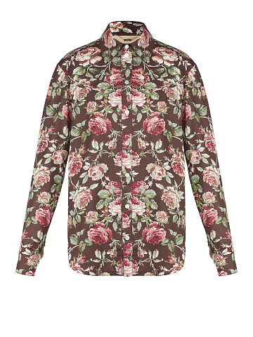 Brown Floral Fringed Shirt, 1