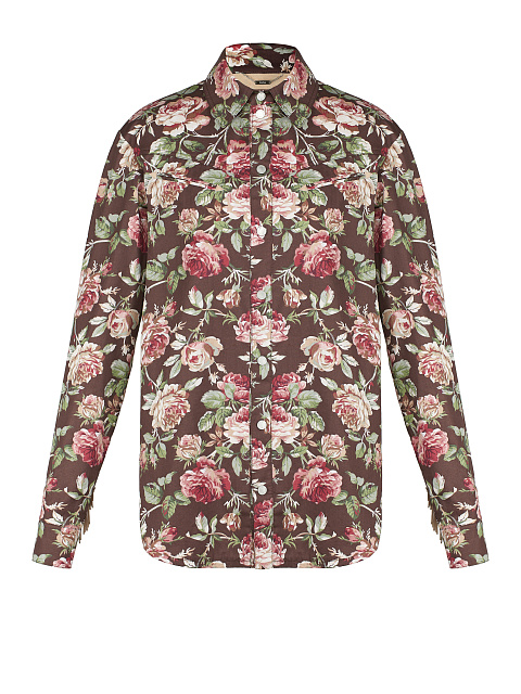 Brown Floral Fringed Shirt, 1