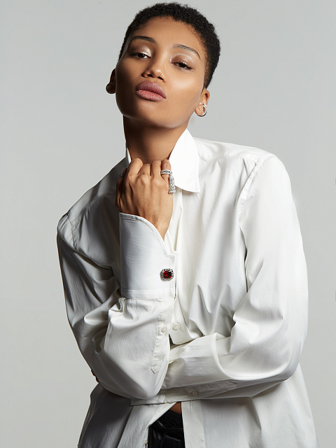 White Gold Garnet & Diamonds Cufflinks, 3