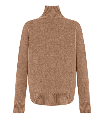 Light Brown Royal Cashmere Turtleneck Sweater, 2