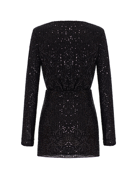 Black Sequin Draped Mini Dress, 2 Black Sequin Draped Mini Dress, 2