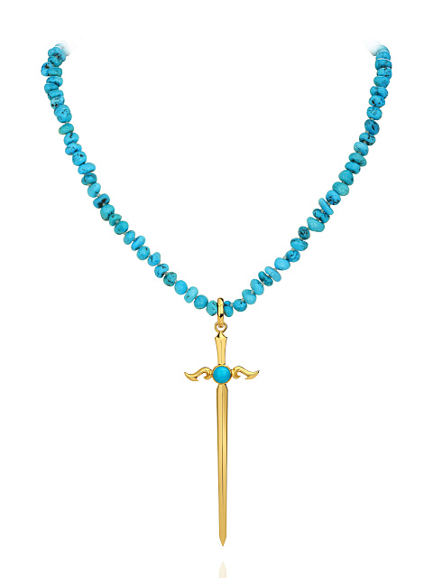 Silver & Turquoise Sword Necklace, 1