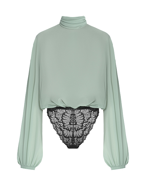 Mint lace bodysuit blouse, 1