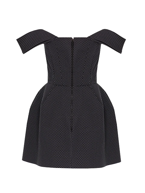 Black Lace Trim Polka Dot Cotton Mini Dress, 3 Black Lace Trim Polka Dot Cotton Mini Dress, 3