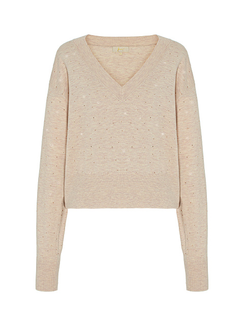 Light Pink Rhinestone Cashmere Pullover, 1