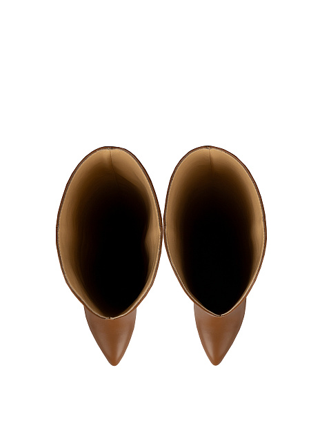 Brown Leather Heeled Tall Boots, 4